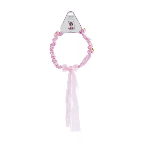 COURONNE FLEUR ROSE AVEC RUBAN – Image 2