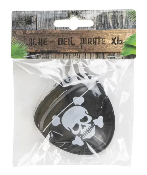 SET DE 6 CACHE-OEIL PIRATE NOIRS PLASTIQUE – Image 2