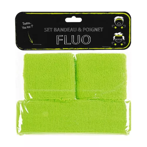 SET BANDEAU ET POIGNETS EPONGE NEON VERT – Image 2