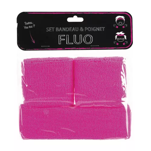 SET BANDEAU ET POIGNETS EPONGE NEON ROSE – Image 3
