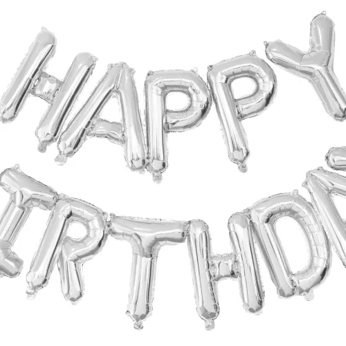 BALLONS MYLAR HAPPY BIRTHDAY ARGENT