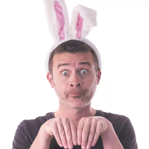 SERRE TÊTE OREILLE DE LAPIN BLANC ET ROSE PELUCHE