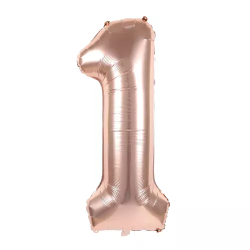 BALLON MYLAR CHIFFRE 1 ROSE GOLD 36CM