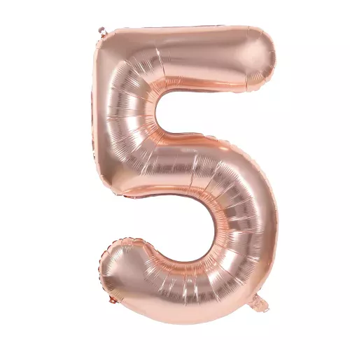 BALLON MYLAR CHIFFRE 5 ROSE GOLD 36CM