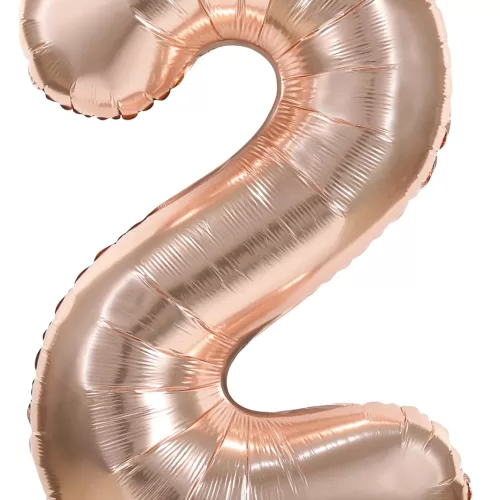 BALLON MYLAR CHIFFRE 2 ROSE GOLD 86CM