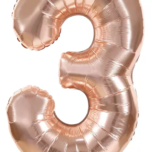BALLON MYLAR CHIFFRE 3 ROSE GOLD 86CM