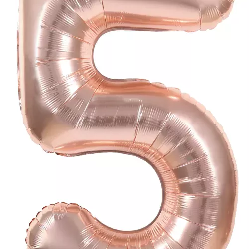 BALLON MYLAR CHIFFRE 5 ROSE GOLD 86CM