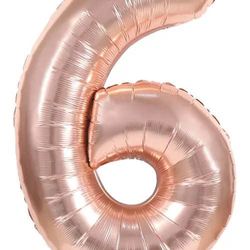 BALLON MYLAR CHIFFRE 6 ROSE GOLD 86CM