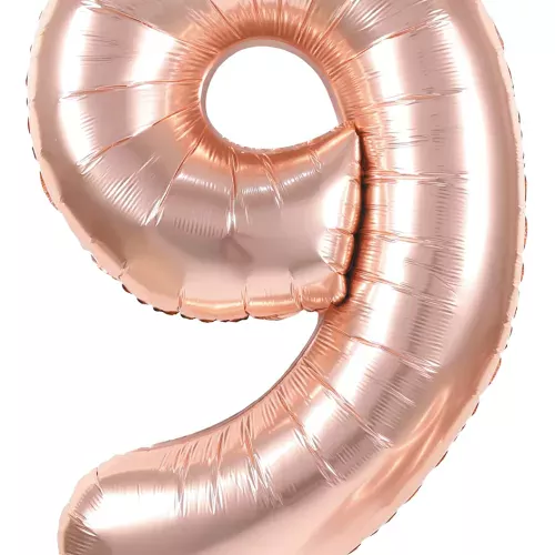 BALLON MYLAR CHIFFRE 9 ROSE GOLD 86CM