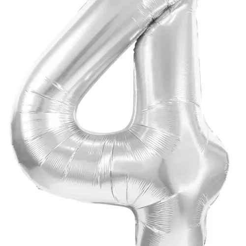 BALLON MYLAR CHIFFRE 4 ARGENT 86CM