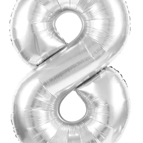 BALLON MYLAR CHIFFRE 8 ARGENT 86CM