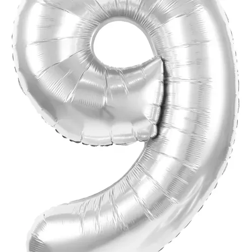 BALLON MYLAR CHIFFRE 9 ARGENT 86CM
