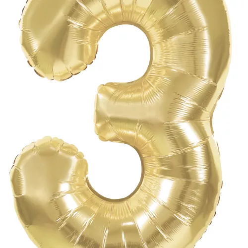 BALLON MYLAR CHIFFRE 3 OR 86CM