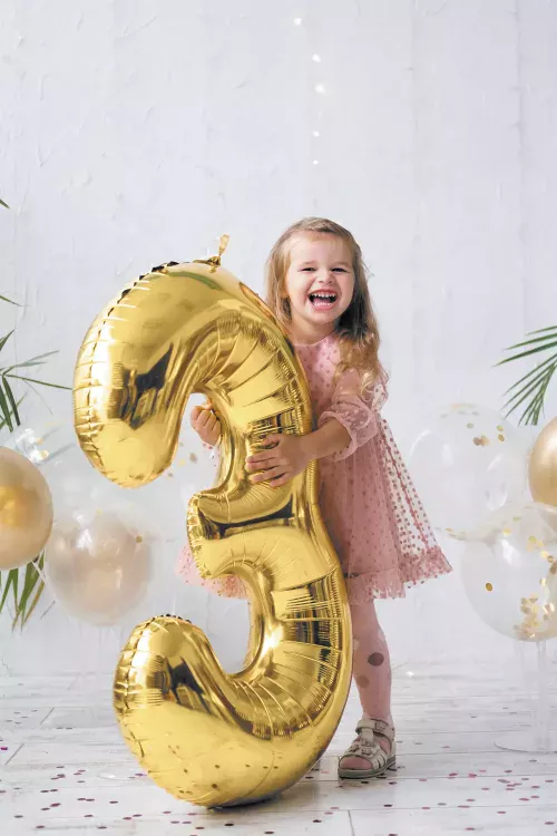 BALLON MYLAR CHIFFRE 3 OR 86CM – Image 2