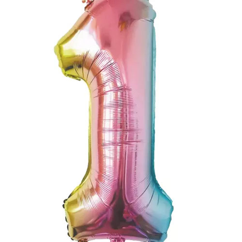 BALLON MYLAR CHIFFRE 1 IRISE PASTEL 36CM