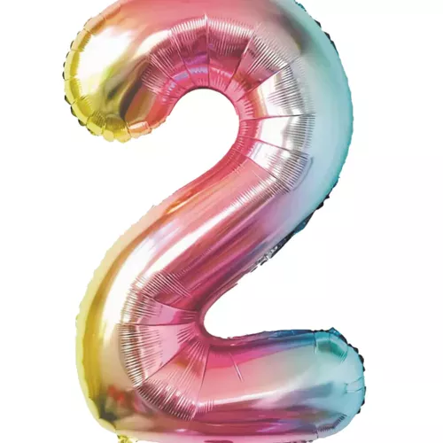 BALLON MYLAR CHIFFRE 2 IRISE PASTEL 36CM
