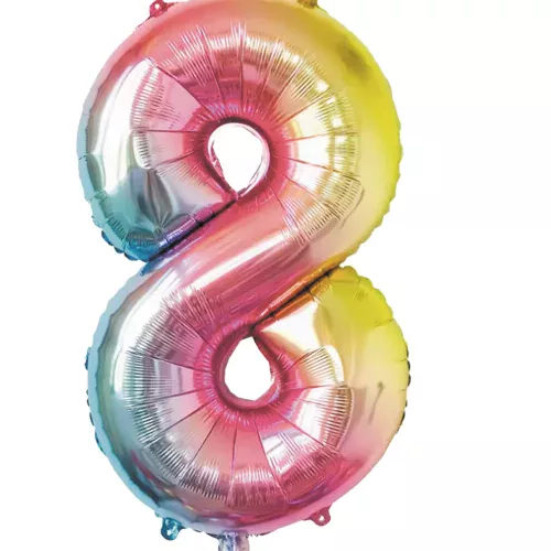 BALLON MYLAR CHIFFRE 8 IRISE PASTEL 36CM