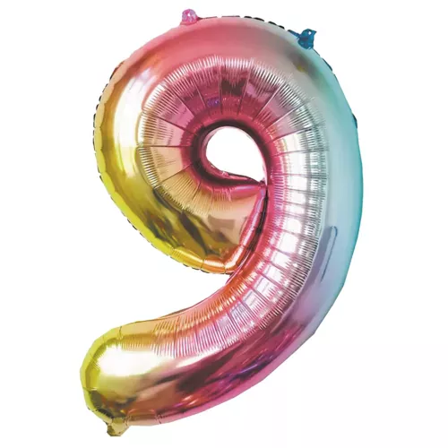 BALLON MYLAR CHIFFRE 9 IRISE PASTEL 36CM