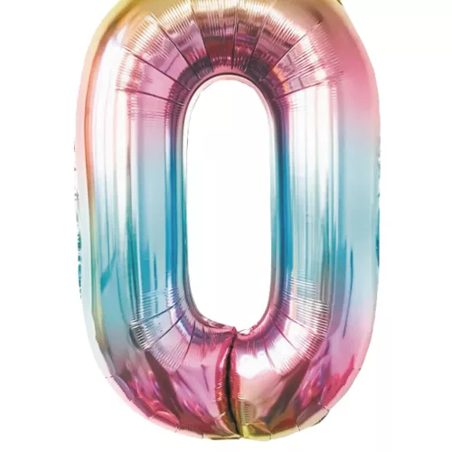 BALLON MYLAR CHIFFRE 0 IRISE PASTEL 86CM