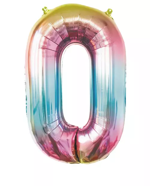 BALLON MYLAR CHIFFRE 0 IRISE PASTEL 86CM