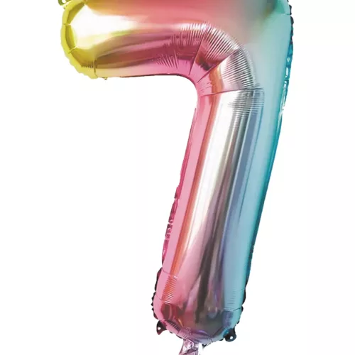 BALLON MYLAR CHIFFRE 7 IRISE PASTEL 86CM