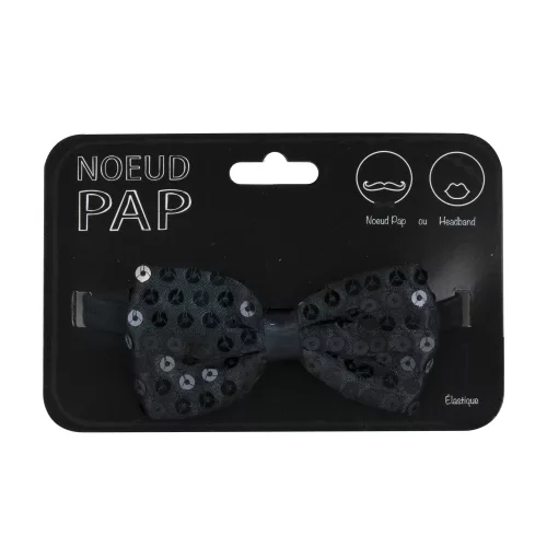 NOEUD PAP SEQUIN 8CM X 4CM NOIR – Image 2