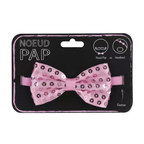 NOEUD PAP SEQUIN 8CM X 4CM ROSE CLAIR – Image 2