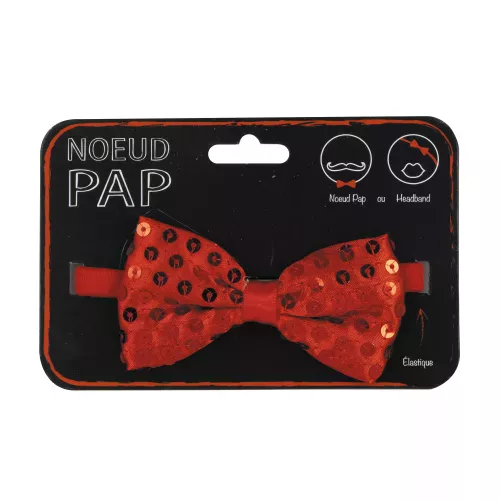 NOEUD PAP SEQUIN 8CM X 4CM ROUGE – Image 2