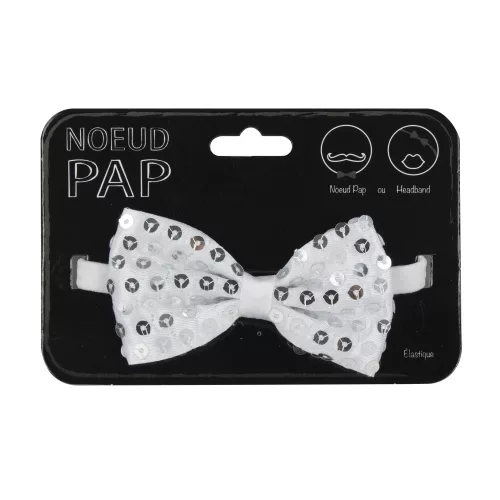 NOEUD PAP SEQUIN 8CM X 4CM ARGENT – Image 2
