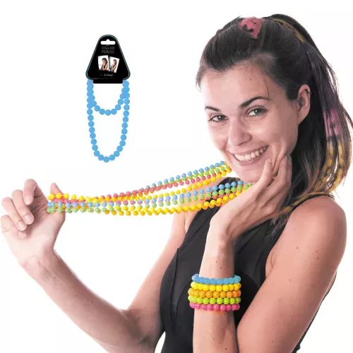 COLLIER PERLES BLEU