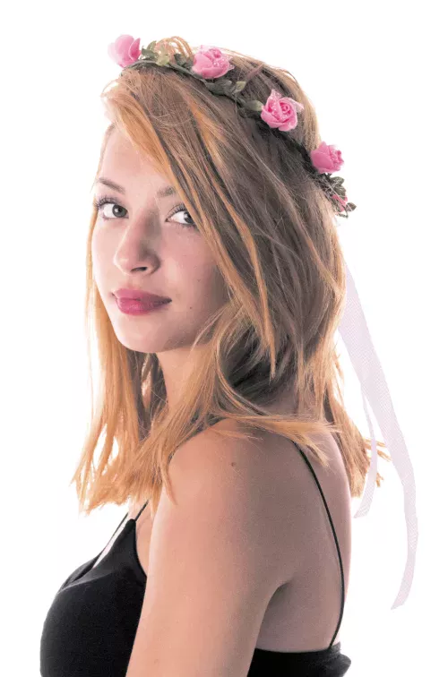 COURONNE DE FLEURS ROSES