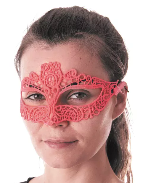 LOUP TISSU DENTELLE ROSE FLUO
