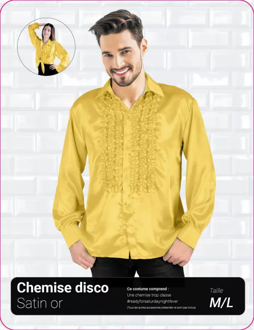 CHEMISE DISCO SATIN OR – Image 2