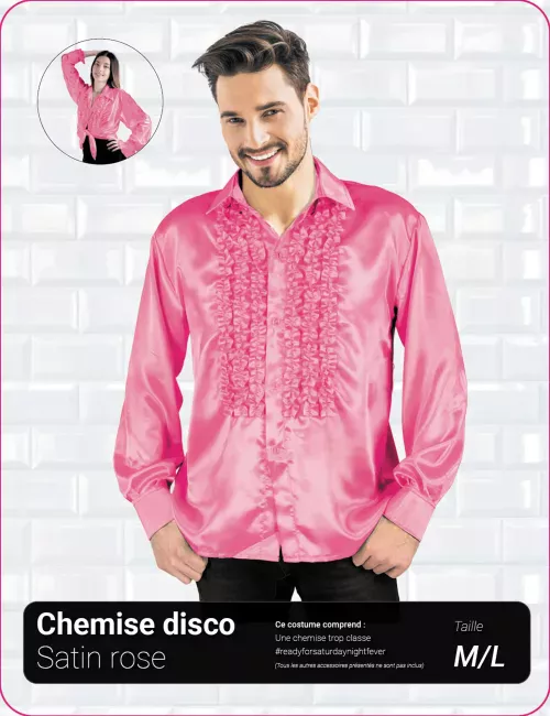 CHEMISE DISCO SATIN ROSE – Image 2