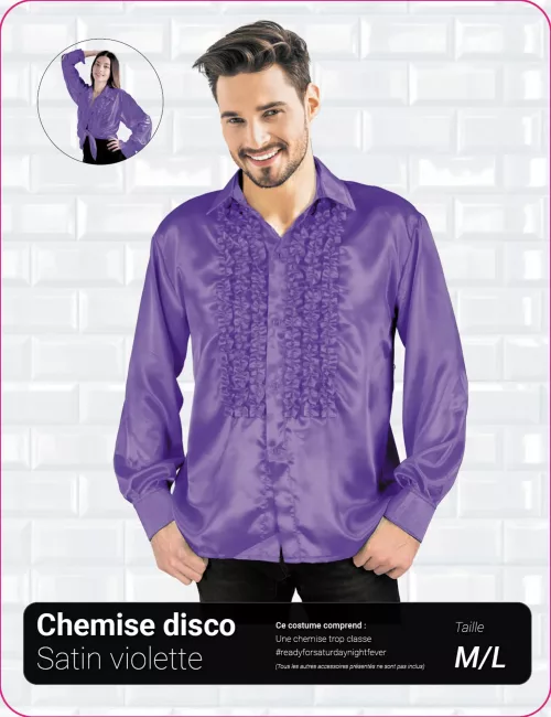 CHEMISE DISCO SATIN VIOLET – Image 2