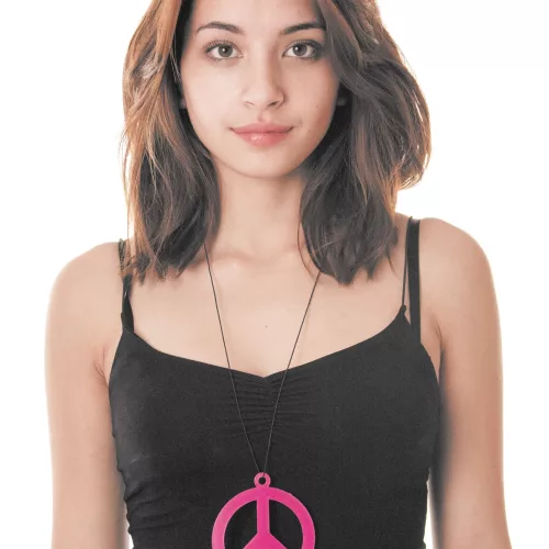 PENDENTIF HIPPIE ROSE FLUO 8.5 CM