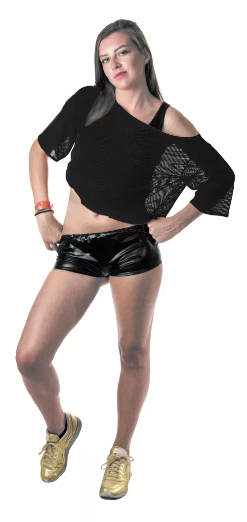 TEE-SHIRT FISHNET 80'S NOIR – Image 2