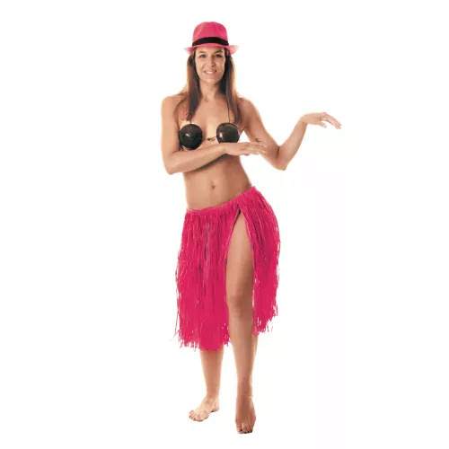 JUPE HAWAI RAFFIA ROSE 60CM