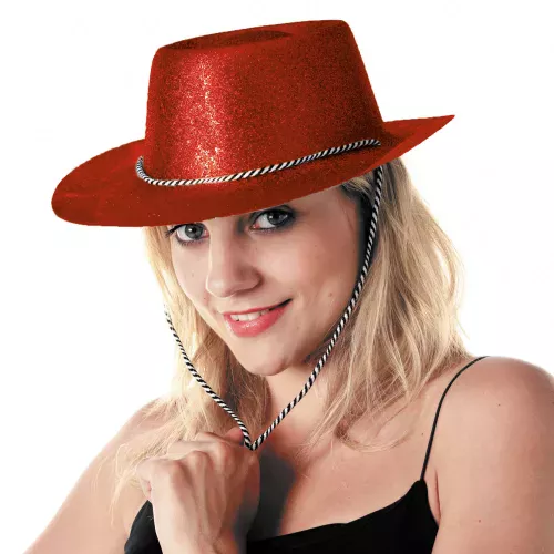 CHAPEAU COWBOY PAILLETTE ROUGE – Image 2