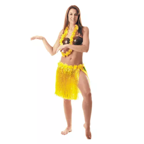 JUPE HAWAI JAUNE LUXE 45CM