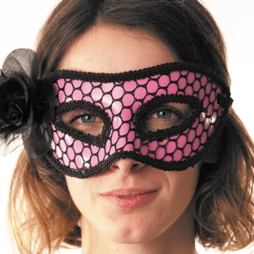 MASQUE CARNAVAL ROSE ET RESILLE