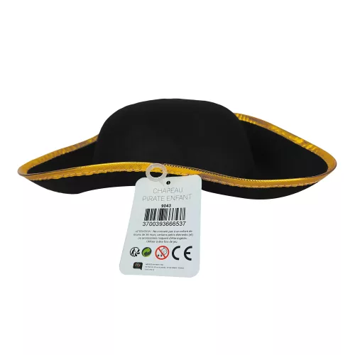 CHAPEAU PIRATE ENFANT FEUTRE NOIR – Image 4