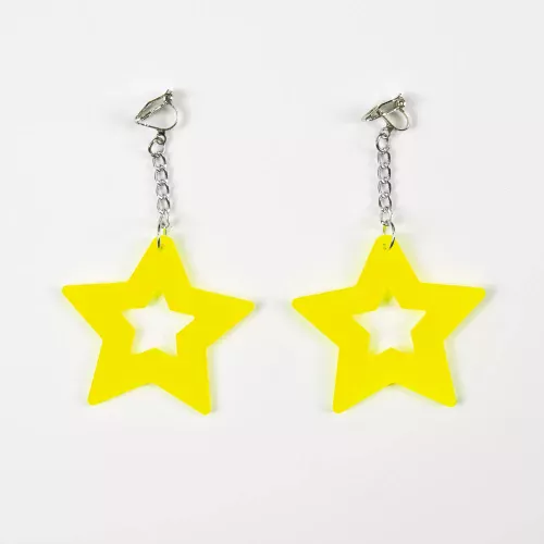 BOUCLES D'OREILLES NEON STAR X2 JAUNE