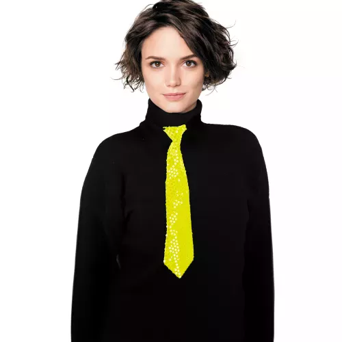 CRAVATE SEQUIN NEON JAUNE
