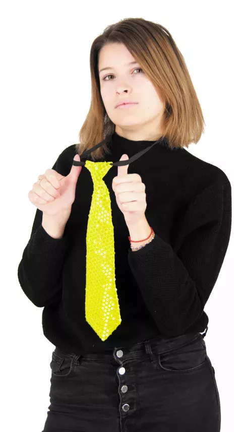 CRAVATE SEQUIN NEON JAUNE – Image 2