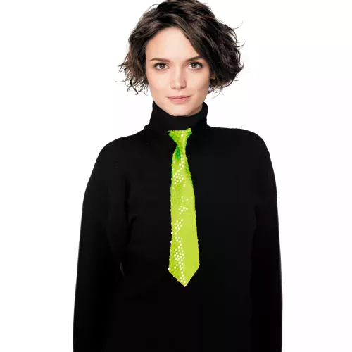 CRAVATE SEQUIN NEON VERT