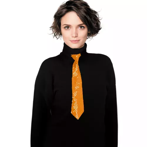 CRAVATE SEQUIN NEON ORANGE