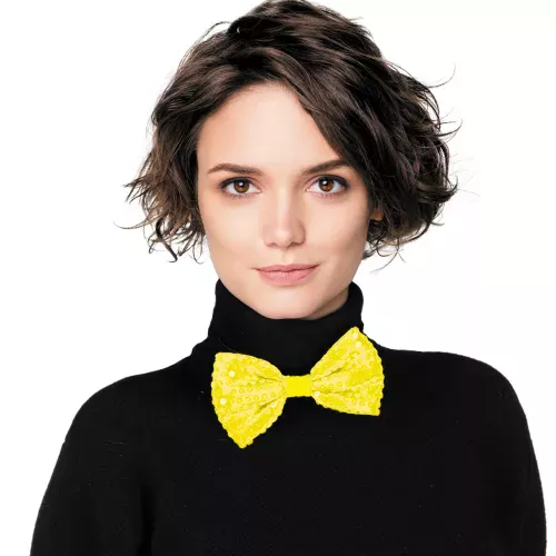 NOEUD PAPILLON SEQUIN NEON JAUNE