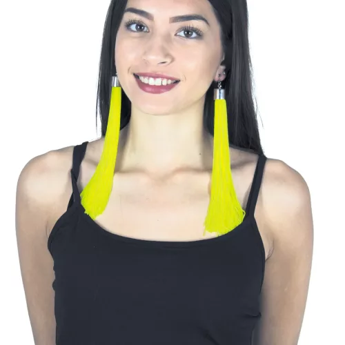 BOUCLES D'OREILLE FRANGES NEON JAUNE