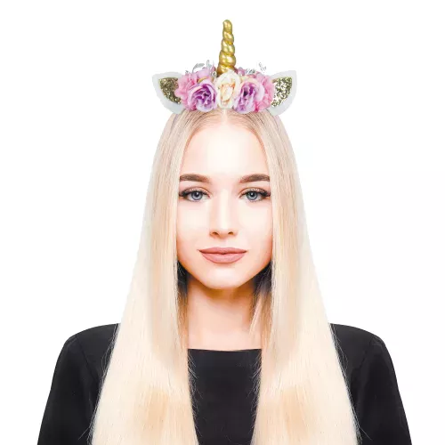 SERRE TETE LICORNE PAILLETE A FLEURS